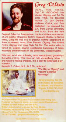 Greg Delisio Gigong & TaiChi - VHS Cover ; Following movements in NatureVideo production, photos and cover by Raymond Morris