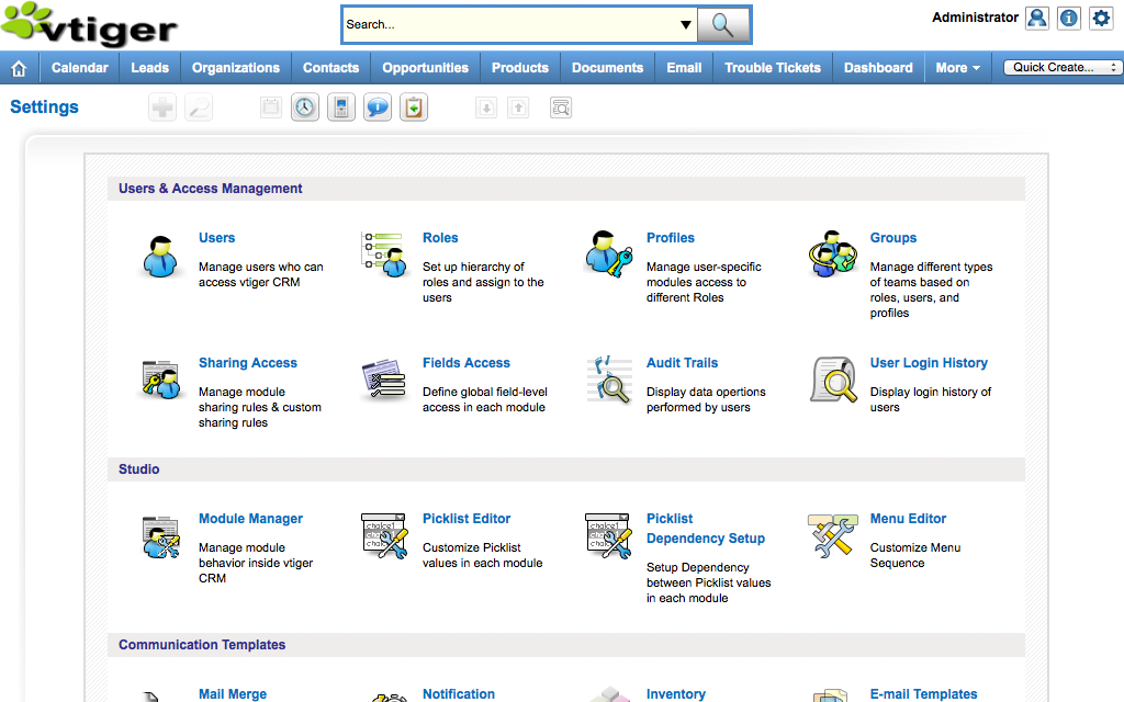 vTiger Dashboards 2