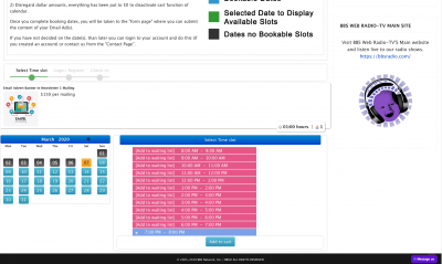 BBS Web Radio-TV - Email advertising calendar booking page after cart purchase: Part 1