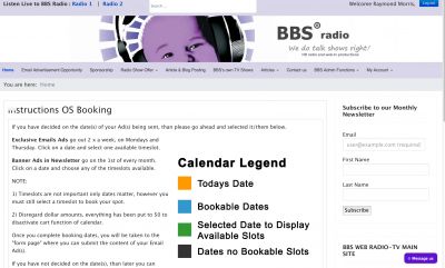 BBS Web Radio-TV - Email advertising calendar booking page after cart purchase: Part 2