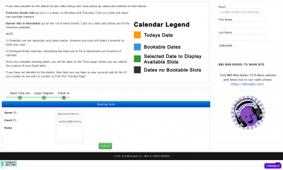 BBS Web Radio-TV - Email advertising calendar booking page after cart purchase: Part 4 Final step